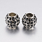 Alloy Rhinestone European Beads, Large Hole Beads, Rondelle, Platinum, Black, 10.5x9.5mm, Hole: 5mm