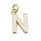 Rack Plating Brass Pendants, with Enamel and Jump Ring, Cadmium Free & Lead Free, Long-Lasting Plated, Real 18K Gold Plated, Letter, Letter N, 11.5x7.5x1mm, Hole: 2.5mm