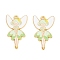 Rack Plating Alloy Enamel Pendants, Golden, Angel Charm, Light Green, 30x19x1.5mm, Hole: 1.8mm