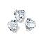 Glass Rhinestone Cabochons, Flat Back & Back Plated, Faceted, Heart, Light Sapphire, 5.5x5x3.5mm