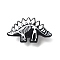 Black Zinc Alloy Brooches, Enamel Pins, for Backpack Cloth, White Animal Skeleton, Dinosaur, 17x30x1mm