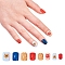 Nail Art Sets, with 24pcs Plastic Nail Tips, 24pcs Double Side Jelly Nail Glue , Colorful, 14.5~23x7~14mm, about 24pcs/set