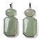 Natural Green Aventurine Human Body Shaped Pendants, Rack Plating Brass Oval & Rectangle Charms, Platinum, 50x22.5x8mm, Hole: 8x5mm