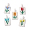 Handmade Glass Seed Loom Pattern, Rectangle with Flower Pendant, Mixed Color, 18~19x10x1.7mm, Hole: 4.5x2mm, 5pcs/set