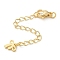 Brass Lobster Clasps & Ends with Chain, Bowknot, Real 18K Gold Plated, 70mm