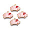 Rack Plating Alloy Enamel Pendants, Cadmium Free & Nickel Free & Lead Free, Light Gold, Origami Pig, Pink, 14x19x2mm, Hole: 1.6mm