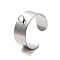 304 Stainless Steel Open Cuff Ring Components, Loop Ring Base, Stainless Steel Color, 8mm, Hole: 3mm, Adjustable