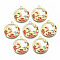 Chinese Style Alloy Pendants, with Enamel, Flat Round with Wave, Cadmium Free & Lead Free, Red, Light Gold, 28x25x1.5mm, Hole: 2mm