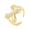 Cross Brass Micro Pave Clear Cubic Zirconia Cuff Rings for Women, Real 18K Gold Plated, Adjustable