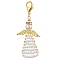 Angel Glass Seed Beads Pendants Decrotions, Alloy Lobster Clasp Charms Ornaments, White, 64mm