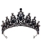 Alloy Rhinestone Crown Hair Bands, Hair Accessories for Girls Women Party Decoration, Jet, 140mm