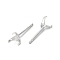 925 Sterling Silver Earrings Settings, Silver, Tray: 4mm, 14x5mm, Pin: 0.6mm