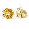 Brass Stud Earrings, 925 Sterling Silver Pin, for Women, Flower, Golden, 23x23mm