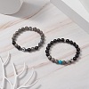 Natural Black Stone & Picasso Jasper & Labradorite & Synthetic Turquois & Non-Magnetic Synthetic Hematite Beaded Stretch Bracelets Sets for Women BJEW-JB09279-2