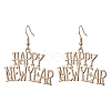 Word Happy New Year Alloy Dangle Earrings for Women EJEW-JE06155-1