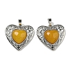 Natural Topaz Jade Peach Love Heart Pendants G-G158-01M-1