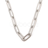 304 Stainless Steel Paperclip Chain Necklace for Women NJEW-C011-03P-02-3