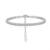 Rhodium Plated Real Platinum Plated 925 Sterling Silver Link Chain Bracelet BJEW-P311-01P-01-1