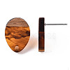 Resin & Walnut Wood Stud Earring Findings MAK-N032-006A-G01-4