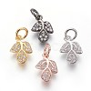 Brass Micro Pave Cubic Zirconia Charms ZIRC-J021-12-RS-1