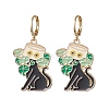 10Pcs 10 Styles Cat Shape Alloy Enamel Dangle Earrings EJEW-JE05822-4