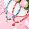 2Pcs 2 Style Alloy Enamel Flower Pendant Necklaces Set NJEW-JN04537-2