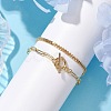 2Pcs 2 Styles Brass Twist Chain Bracelets and Paperclip Chain Bracelets for Women Men BJEW-JB10593-3