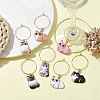 12pcs Cat Alloy Pendants Wine Glass Charms Sets AJEW-JO00251-5