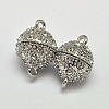 Oval Brass Rhinestone Magnetic Clasps with Loops KK-D507-D-11P-1
