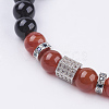 Natural Obsidian & Carnelian Stretch Bracelets BJEW-P188-06A-2