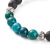 Natural Chalcedony & Natural Lava Rock Round Beads Stretch Bracelet for Her BJEW-JB06920-6