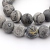 Frosted Natural Map Stone/Picasso Stone/Picasso Jasper Round Bead Strands X-G-M272-08-8mm-1