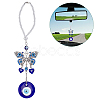 Blue Evil Eye with Butterfly Car Hanging Decoration Ornament HJEW-WH0043-34-1