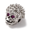 Skull Shape Rack Plating Brass with Cubic Zirconia Beads KK-S406-16P-2