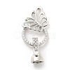 Butterfly with Ring Brass Micro Pave Clear Cubic Zirconia Fold Over Clasps KK-G425-02P-1