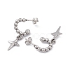 304 Stainless Steel Ring with Star Dangle Stud Earrings EJEW-B018-03P-2