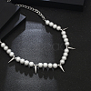 Conical Pearl Bib Necklace Stainless Steel Curb Chain Necklaces for Men and Women  UK1086-1