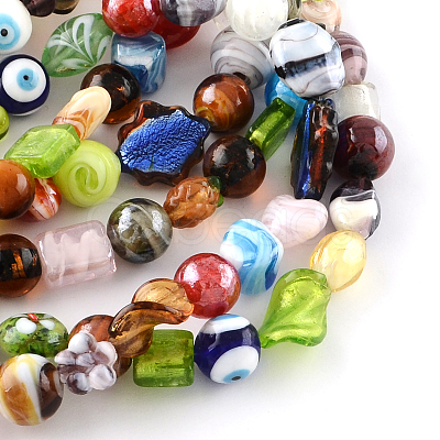 Mixed Shapes Handmade Lampwork Bead Strands LAMP-R132-01-1