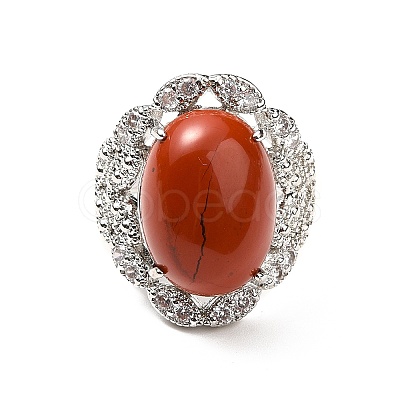 Natural Red Jasper Adjustable Rings RJEW-P043-04P-23-1