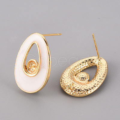 Brass Enamel Stud Earrings Findings KK-T062-129G-NF-1