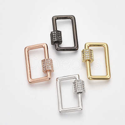 Brass Micro Pave Cubic Zirconia Screw Carabiner Lock Charms ZIRC-S061-139-1