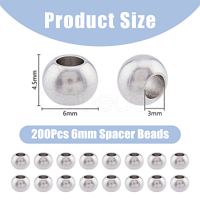 DICOSMETIC 200Pcs 201 Stainless Steel Spacer Beads STAS-DC0015-02-1