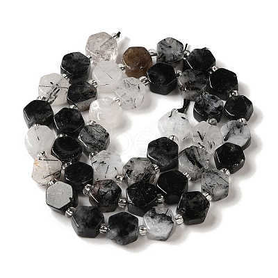 Natural Black Rutilated Quartz Beads Strands G-P534-A04-02-1