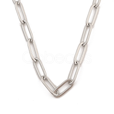 304 Stainless Steel Paperclip Chain Necklace for Women NJEW-C011-03P-02-1