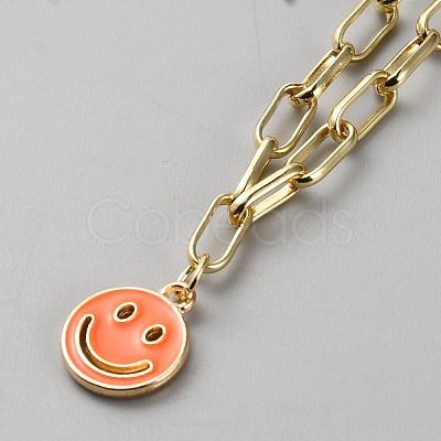 4Pcs 4 Style Smiling Face & Moon & Star Alloy Pendant Necklaces Set NJEW-H023-01-1