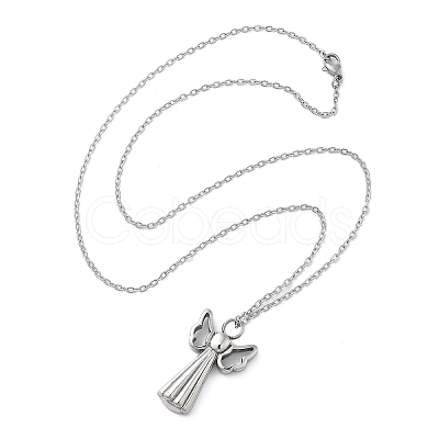 304 Stainless Steel Angel Urn Ashes Necklaces STAS-Z106-06P-1