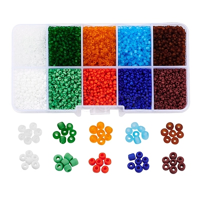 8000Pcs 10 Style 12/0 Frosted & Opaque Glass Seed Beads SEED-YW0001-46-1