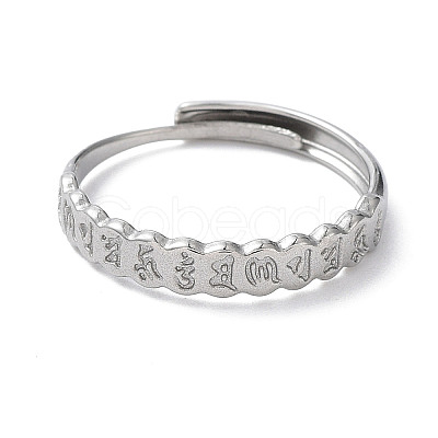 Non-Tarnish 304 Stainless Steel Word Adjustable Rings RJEW-D006-18P-1