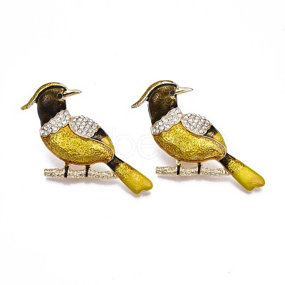 Bird Enamel Pin with Rhinestone JEWB-N007-090-1