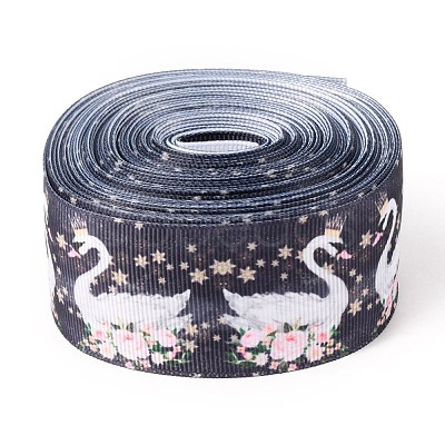 Swan Pattern Printed Grosgrain Ribbon OCOR-I010-02A-1